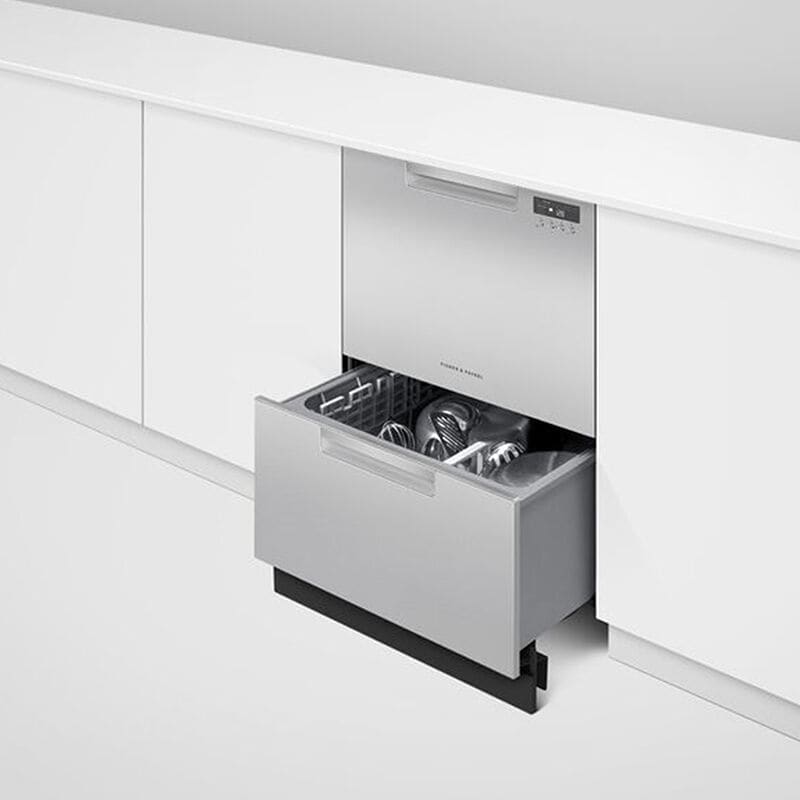 Fisher & Paykel Series 7 24 in. Smart Double Drawer with Front Control, 42 dBa Sound Level & Pocket - Stainless Steel, , hires