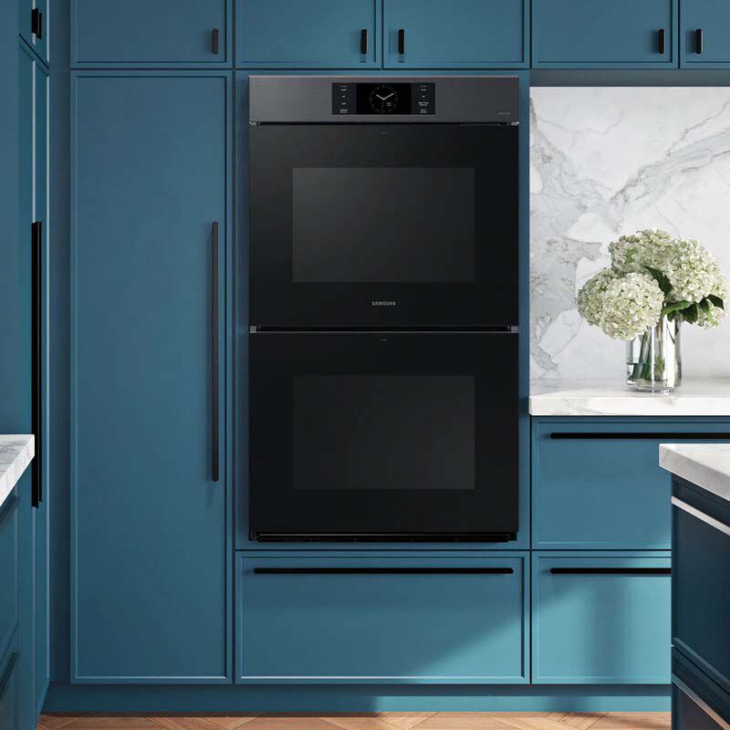 Samsung Bespoke 30 in. 10.2 cu. ft. Smart Top Control SteamElectric Double Wall Oven with Dual Convection - Matte Black, , hires