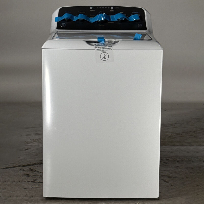 GE 27 in. 4.5 cu. ft. Top Load Washer with Stainless Steel Basket, Cold Plus, Wash Boost , True Dual-Action Agitator & Sanitize with Oxi - White (Open Box Excellent Condition), , hires