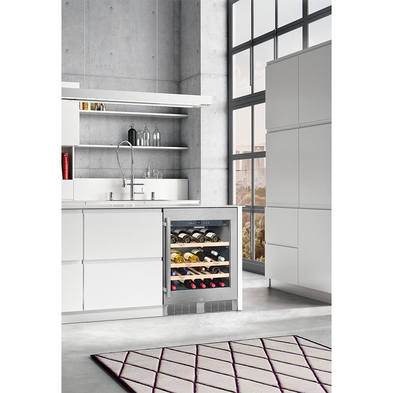 Liebherr 24 in. Undercounter Wine Cabinet with Wood Racks, Single Temperature Zone & 46 Bottle Capacity - Stainless Steel, , hires