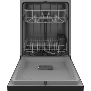 GE 24 in. Front Control Flush-Mount Dishwasher with 59 dBa Sound Level, Dry Boost & Pocket Handle - Black, Black, hires