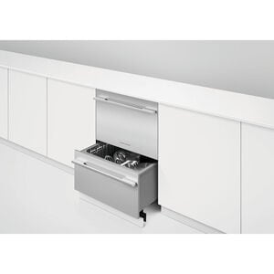 Fisher & Paykel Series 9 24 in. Smart Double Drawer with Top Control & 43 dBa Sound Level - Custom Panel Ready, , hires