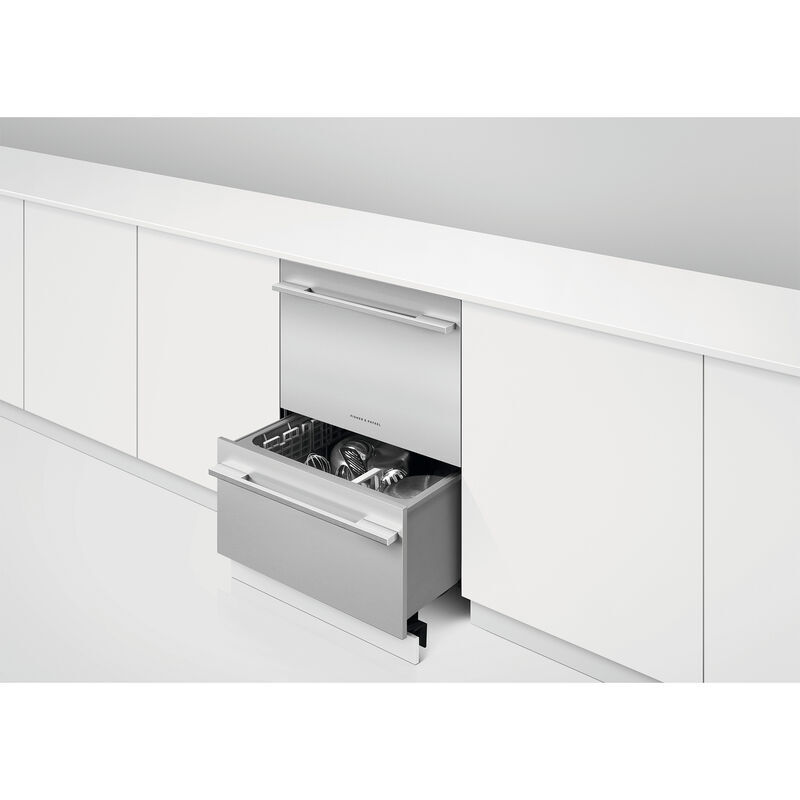 Fisher & Paykel Series 9 24 in. Smart Double Drawer with Top Control & 43 dBa Sound Level - Custom Panel Ready, , hires