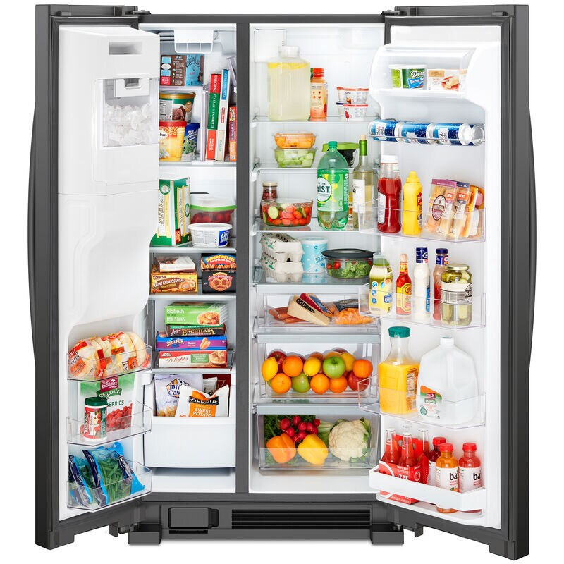 Whirlpool 36 in. 24.5 cu. ft. Side by Side Refrigerator with Ice & Water Dispenser - Black, Black, hires