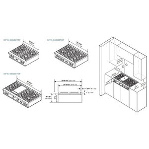 Viking 5 Series 48 in. 6-Burner Natural Gas Rangetop with Griddle, Simmer Burner & Power Burner - Stainless Steel, , hires