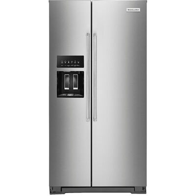 KitchenAid 36 in. 22.6 cu. ft. Counter Depth Side-by-Side Refrigerator With External Ice & Water Dispenser - Stainless Steel | KRSC703HPS