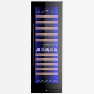 XO 24 in. Wine Cooler with Metal Racks, Dual Temperature Zones & 119 Bottle Capacity - Black Glass, , hires