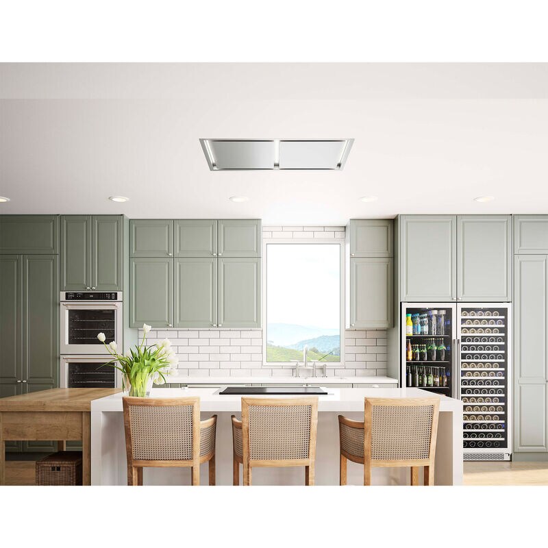 Zephyr 43 in. Smart Convertible Ceiling Style Range Hood with 3 Fan Speeds & 3 LED Lights - Stainless Steel, , hires