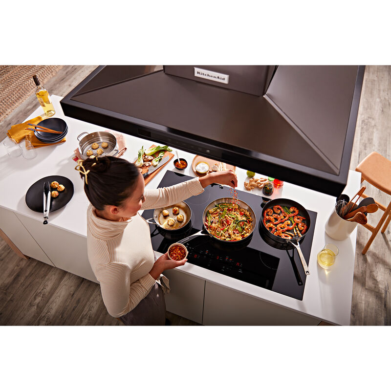KitchenAid 36 in. 5-Burner Induction Cooktop with Simmer Burner & Power Burner - Black, , hires