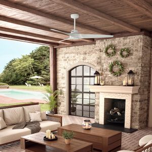 Hunter 60 in. Mosley Energy Star Damp Rated Ceiling Fan and Wall Control - Fresh White, , hires