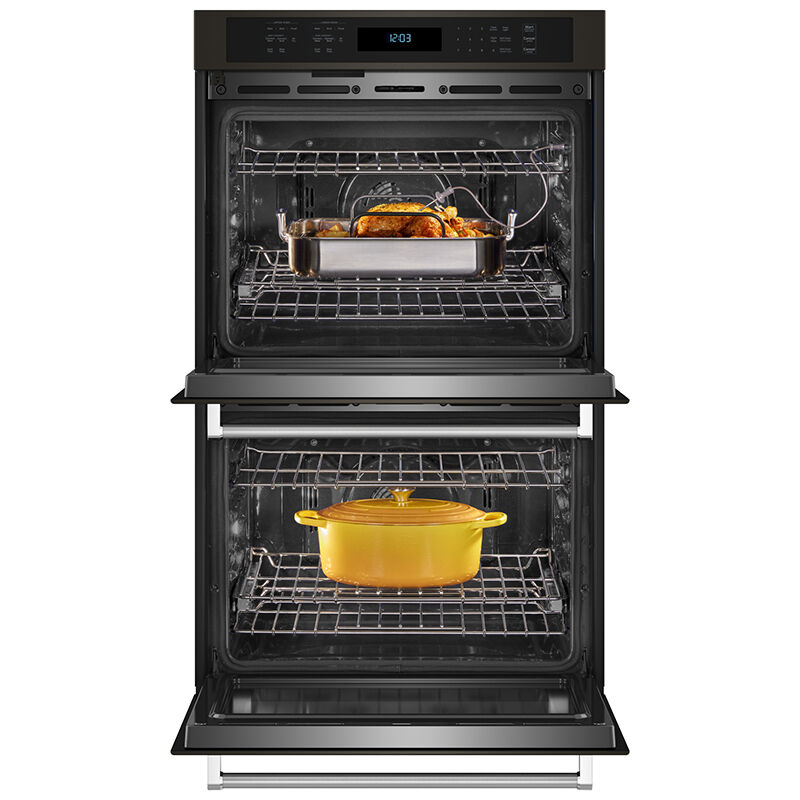 KitchenAid 27 in. 8.6 cu. ft. Electric Double Oven with True European Convection & Self Clean - Black Stainless Steel with PrintShield Finish, Black Stainless Steel with PrintShield Finish, hires