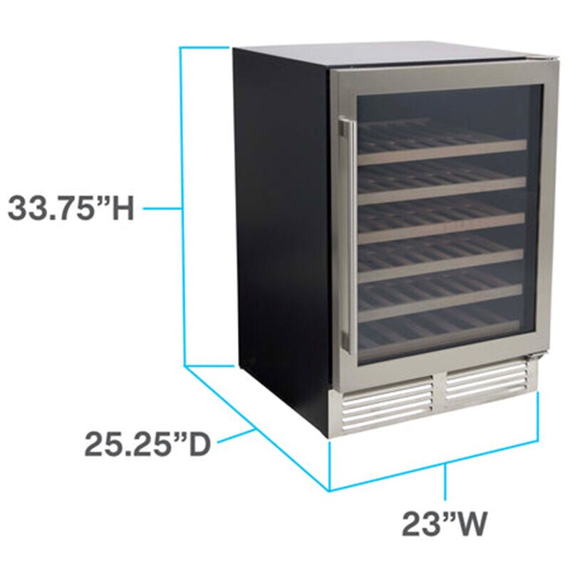 Avanti Designer Series 23 in. Undercounter Wine Cooler with Wood Racks, Single Temperature Zone & 51 Bottle Capacity - Stainless Steel, , hires