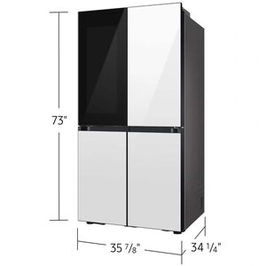 Samsung Bespoke 36 in. 28.6 cu. ft. Smart 4-Door Flex French Door Refrigerator with Temperature Controlled Beverage Center & Internal Water Dispenser - White Glass, White Glass, hires