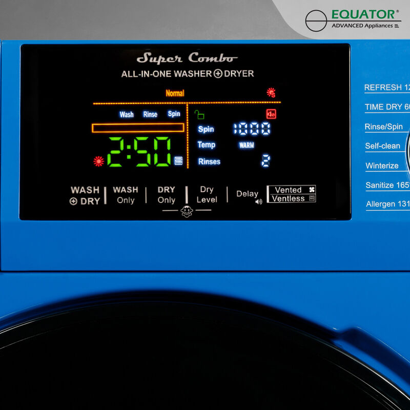 Equator 24 in. 1.9 cu. ft. Electric Front Load All-in-One Laundry Center with Sanitize Cycle & Sensor Dry - Blue, Blue, hires