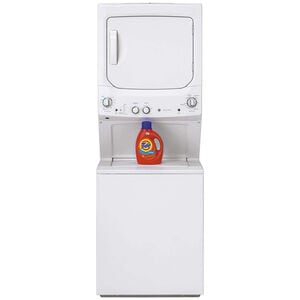 GE 27 in. Laundry Center with 3.8 cu. ft. Washer with 11 Wash Programs & 5.9 cu. ft. Electric Dryer with 4 Dryer Programs, Sensor Dry & Wrinkle Care - White, , hires