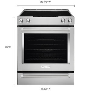 KitchenAid 30 in. 7.1 cu. ft. Convection Oven Slide-In Electric Range with 5 Smoothtop Burners - Stainless Steel, Stainless Steel, hires
