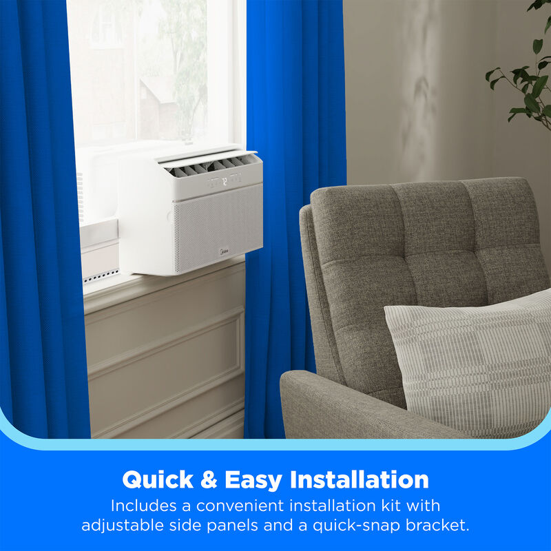 Midea QB Series 10,000 BTU 115V U-Shaped Smart Energy Star Window Air Conditioner with Inverter, 3 Fan Speeds, Sleep Mode & Remote Control - White, , hires