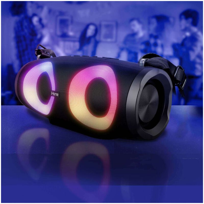 iHome Color Changing Portable Boombox Rechargeable Bluetooth Speaker with Lighting Effects - Black, , hires