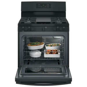 GE 30 in. 5 cu. ft. Gas Range with 5 Sealed Burners & Griddle - Black, Black, hires