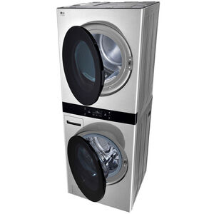 LG 27 in. 5.0 cu. ft. Smart Electric Front Load WashTower with AI Sensor Dry, TurboSteam, Allergiene Cycle, ezDispense, AI DD 2.0 Advanced Washing, Sensor Dry, Sanitize & Steam Cycle - Noble Steel, Noble Steel, hires