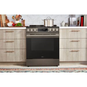 LG 30 in. 6.3 cu. ft. Smart Air-Fry Standard Convection Slide-In Electric Range with Radiant Burners - Black Stainless Steel, , hires