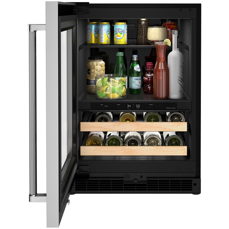KitchenAid 24 in. 4.8 cu. ft. Built-In Beverage Center with Pull-Out Shelves & Digital Control - Stainless Steel, Stainless Steel, hires