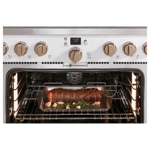 Cafe 36 in. 5.7 cu. ft. Smart Air Fry True European Convection Dual Fuel Range with 6 Sealed Burners - Matte White, Matte White, hires