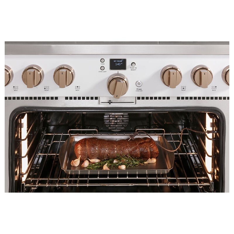 Cafe 36 in. 5.7 cu. ft. Smart Air Fry True European Convection Dual Fuel Range with 6 Sealed Burners - Matte White, Matte White, hires