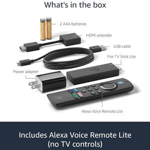 Amazon Fire TV Stick Lite with latest Alexa Voice Remote Lite (no TV controls), HD streaming device, , hires