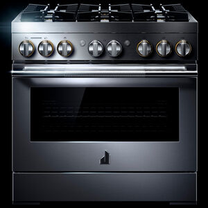 JennAir Rise Series 36 in. 5.1 cu. ft. Smart True European Convection Dual Fuel Range with 6 Sealed Burners - Stainless Steel, , hires