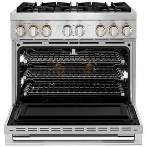 JennAir Rise Series 36 in. 5.1 cu. ft. Smart True European Convection Dual Fuel Range with 6 Sealed Burners - Stainless Steel, , hires