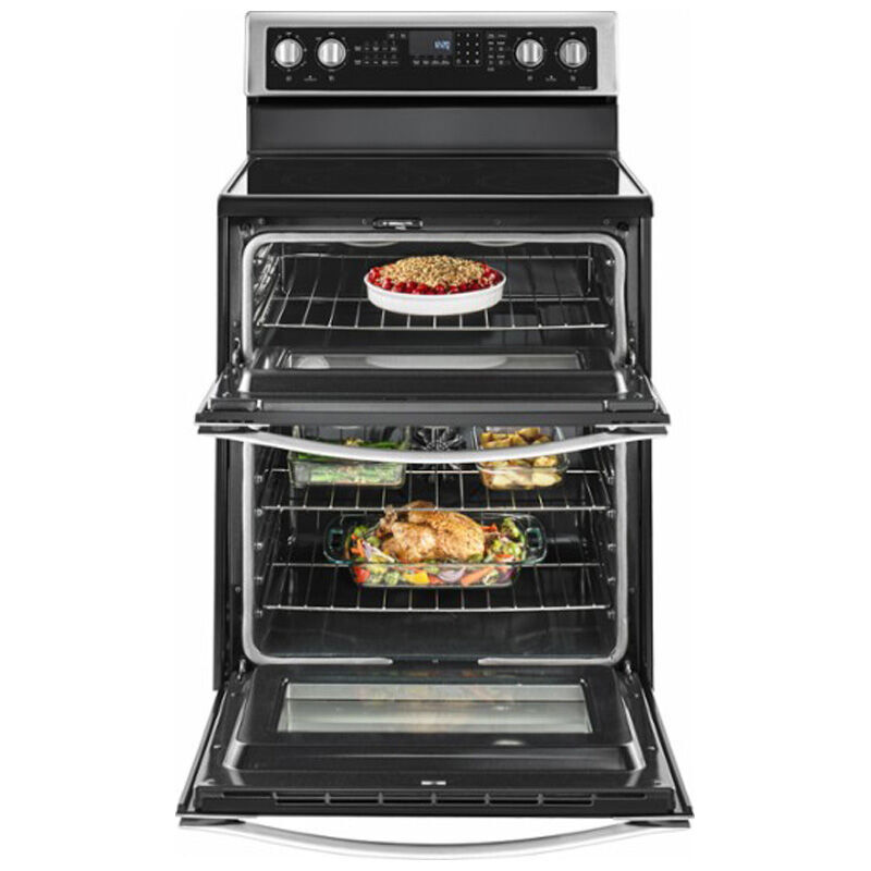 Whirlpool 30 in. 6.7 cu. ft. Convection Double Oven Freestanding Electric Range with 5 Smoothtop Burners - Stainless Steel, Stainless Steel, hires