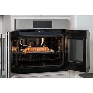 Monogram Statement Series 30" 5.0 Cu. Ft. Electric Smart French Door Wall Oven with True European Convection & Self Clean - Stainless Steel, , hires