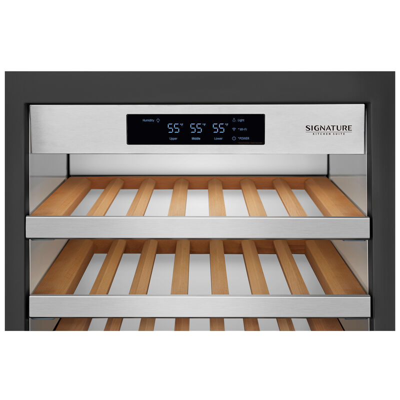 Signature Kitchen Suite Instaview 24 in. Built-in Smart Wine Cooler with Metal & Wood Racks, Multi-Temperature Zones & 113 Bottle Capacity - Custom Panel Ready, , hires