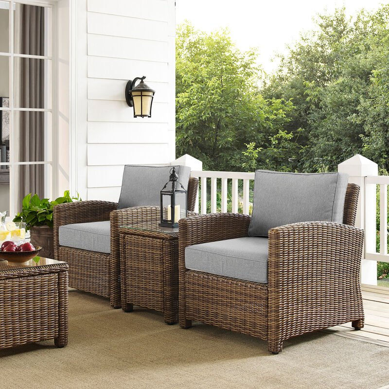 Crosley Bradenton 3-Piece Outdoor Chair and Side Table Set - Gray, , hires