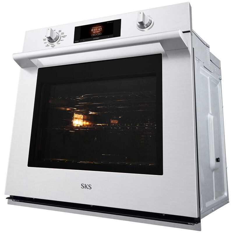 SKS 30 in. 4.7 cu. ft. Smart Steam Electric Single Wall Oven with True European Convection - Stainless Steel, , hires