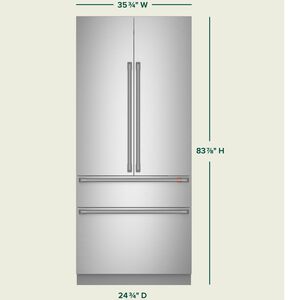 Cafe 36 in. 20.1 cu. ft. Built-In Smart Counter Depth 4-Door French Door Refrigerator with Ice Maker - Custom Panel Ready, , hires