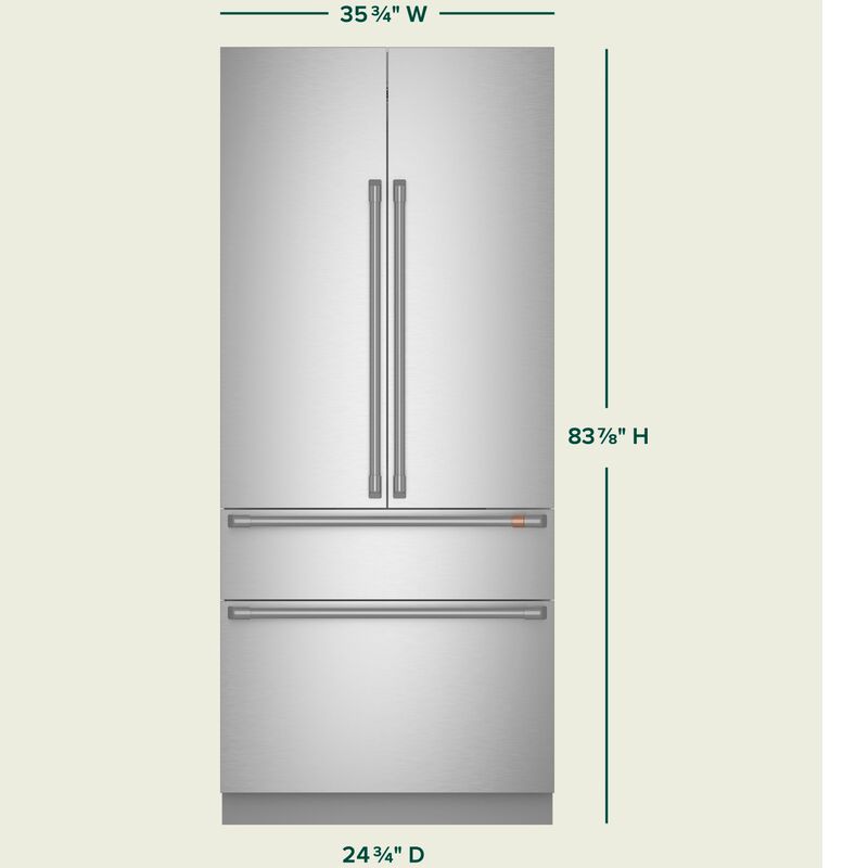 Cafe 36 in. 20.1 cu. ft. Built-In Smart Counter Depth 4-Door French Door Refrigerator with Ice Maker - Custom Panel Ready, , hires
