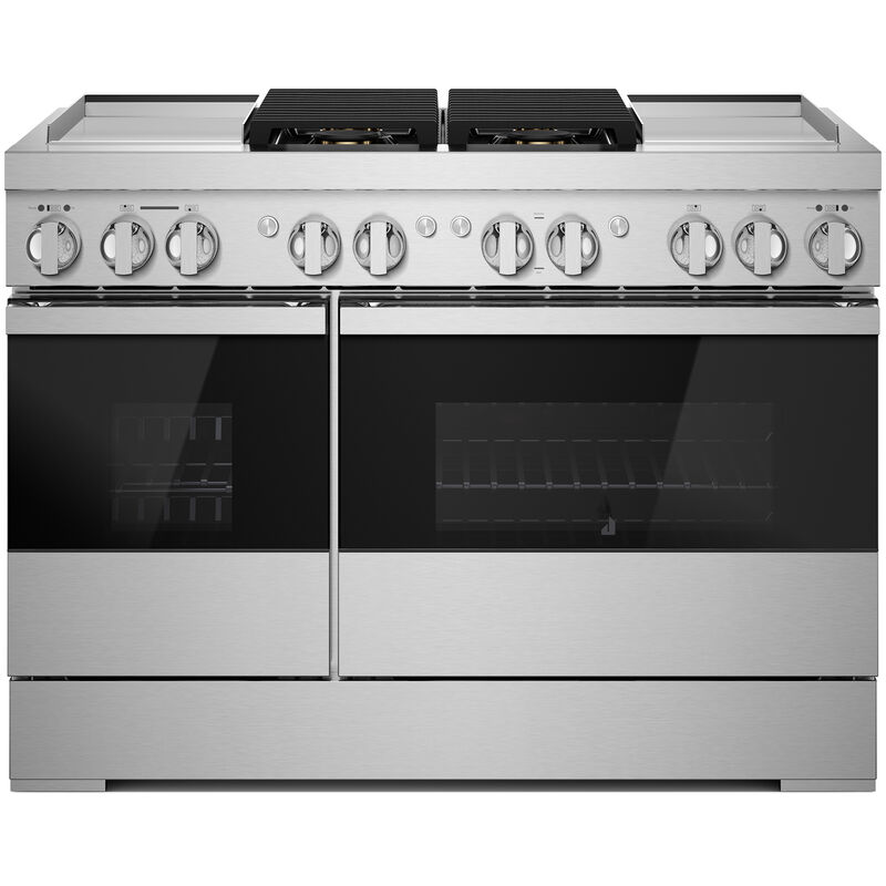 JennAir Noir Series 48 in. 4.1 cu. ft. Smart Convection Double Oven Freestanding Dual Fuel Range with 4 Sealed Burners & Griddle - Stainless Steel, , hires