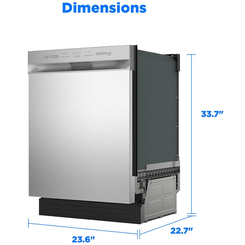 Midea 24 in. Front Control Dishwasher with 52 dBA Sound Level & Pocket Handle - Stainless Steel, , hires