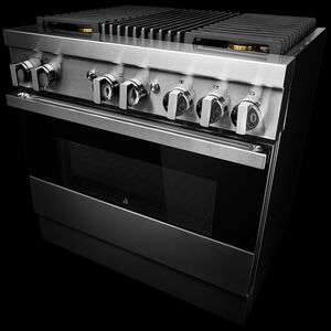 JennAir Noir Series 36 in. 5.1 cu. ft. Smart True European Convection Dual Fuel Range with 4 Sealed Burners & Grill - Stainless Steel, , hires
