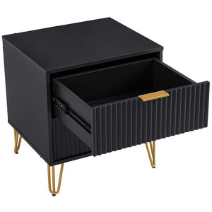 Manhattan Comfort DUMBO 2.0 Modern Nightstand with 2 Drawer & Metal Feet - Black, Black, hires