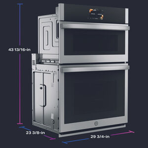 GE Profile 30 in. 6.4 cu. ft. Smart Speed/Steam Electric Microwave/Wall Oven Combo with True European Convection & Sensor Cooking - Stainless Steel, , hires