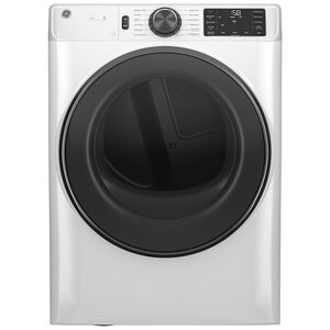 GE 28 in. 7.8 cu. ft. Smart Stackable Electric Dryer with Sensor Dry, Sanitize & Steam Cycle - White, White, hires