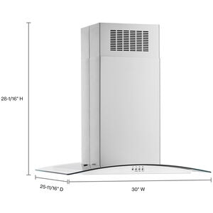 Whirlpool 30 in. Convertible Chimney Style Range Hood with 400 CFM, 3 Fan Speeds & 2 LED Lights - Stainless Steel, , hires