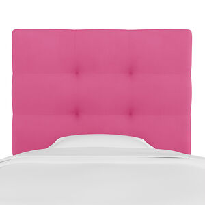 Skyline Furniture Kids Pull Tufted Microsuede Fabric Twin Size Headboard-Hot Pink, , hires