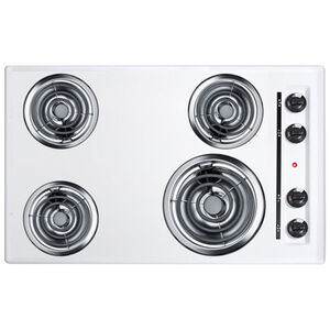 Summit 30 in. Electric Cooktop with 4 Coil Burners - White, , hires