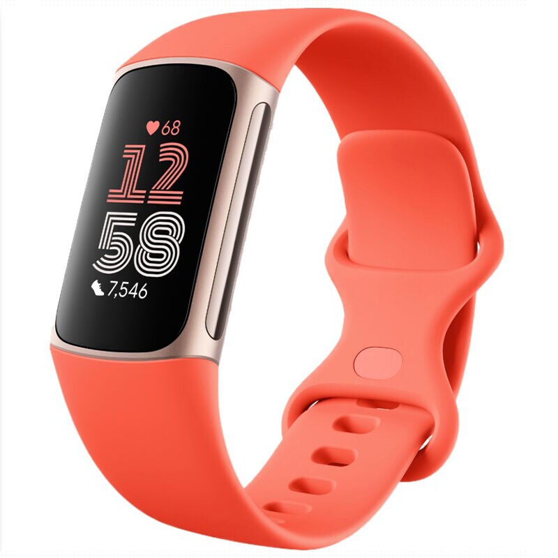 Fitbit Charge 6 Advanced Fitness & Health Tracker - Coral / Champagne Gold Aluminum, , hires