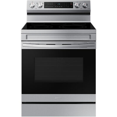 Samsung 30 in. 6.3 cu. ft. Smart Air Fry Convection Oven Freestanding Electric Range with 5 Smoothtop Burners - Stainless Steel | NE63A6511SS