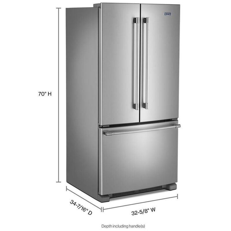 Maytag 33 in. 22.1 cu. ft. French Door Refrigerator with Internal Water Dispenser - Fingerprint Resistant Stainless Steel, , hires